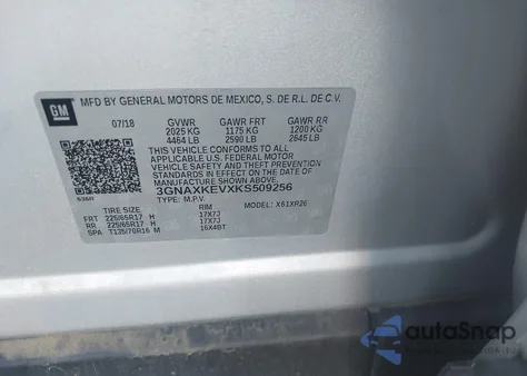 2019 Chevrolet Equinox Lt from USA, damaged, VIN 3GNAXKEVXKS509256